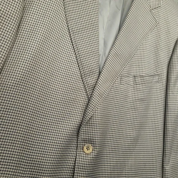 Brooks Brothers Custom Tailored Men's 48 Blazer Sports Coat Silver Houndstooth